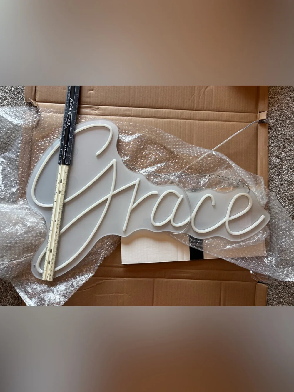Grace Neon Wall Sign - White LED Script